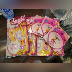 Girls jewelry and crown Set - Pink and Yellow 7 total